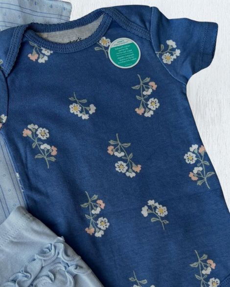 Bodys Carter's Floral Azul Claro para Bebé niña