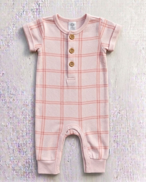 Pijama enteriza Gerber rosa a cuadros, vista completa