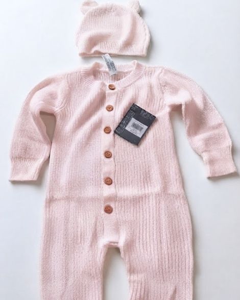 1 Set de Nacimiento Tejido Gerber Rosado para Bebé Niña