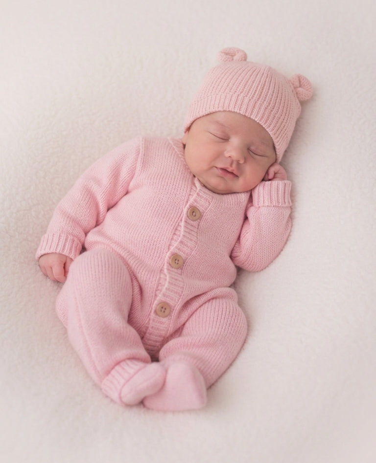 1 Set de Nacimiento Tejido Gerber Rosado para Bebé Niña